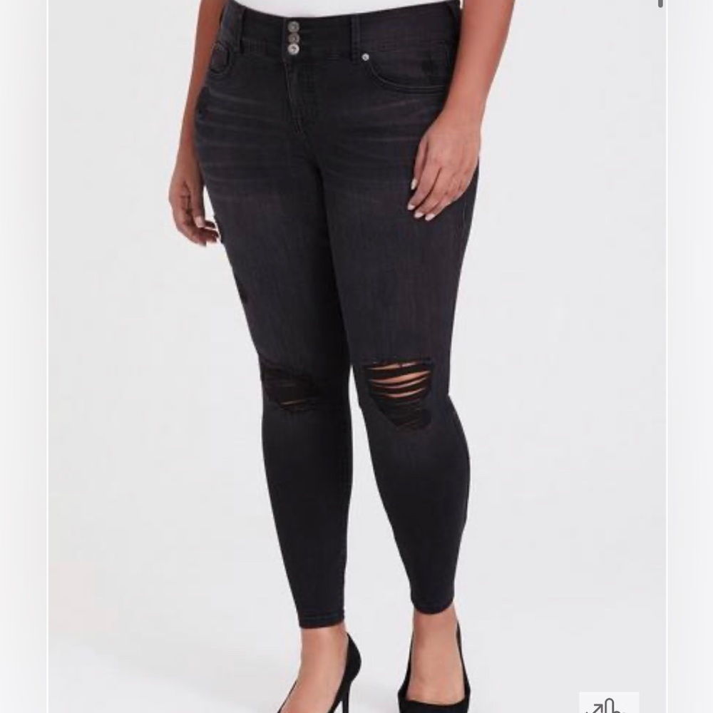 Torrid Jeggings Premium Stretch Distressed Washed Black Sz22R